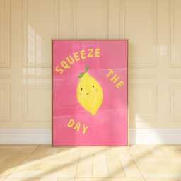 Squeeze The Day Lemon Print - Colorful Kids Room Decor - thumbnail 3