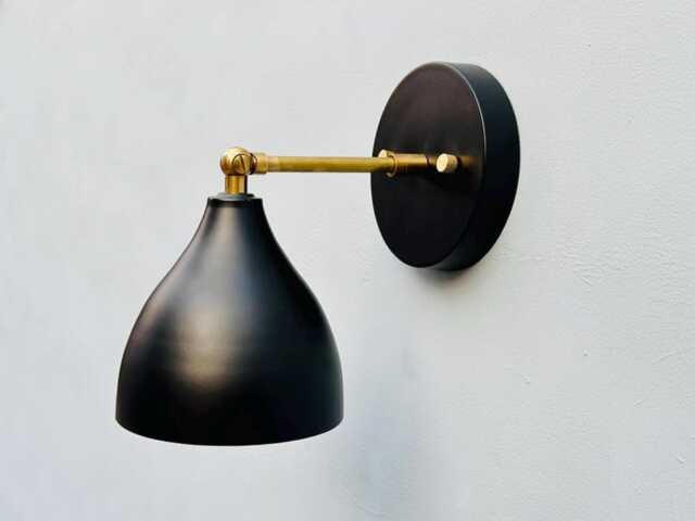 50S 60S Modern Mid Century Industrial Lighting Handmade Black & Brass Wall Sconce Home Decor Bright Light - image 1