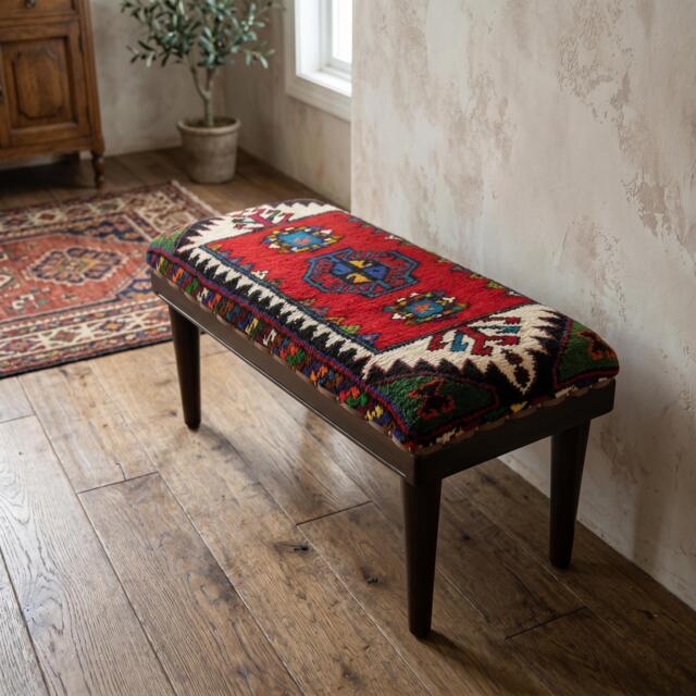 Vintage Ottoman Bench, Piano Chair, Bedroom Stool, Foot Kilim Rug Furnitures - image 1