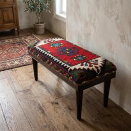 Vintage Ottoman Bench, Piano Chair, Bedroom Stool, Foot Kilim Rug Furnitures