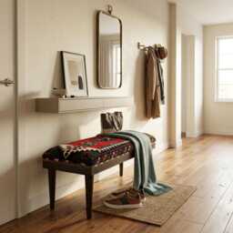 Vintage Ottoman Bench, Piano Chair, Bedroom Stool, Foot Kilim Rug Furnitures - thumbnail 3