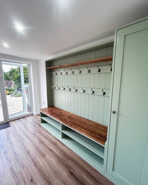 Bespoke Entryway Bench With Coat Rack & Shoe Storage - image 1