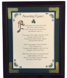 Amazing Grace Personalized Framed Song Lyrics - Custom Religious Wall Art With Name & Date For Baptism Gift