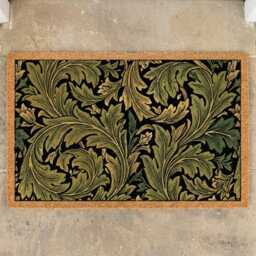 William Morris Acanthus Doormat, Botanical Arts & Crafts Floral Rug