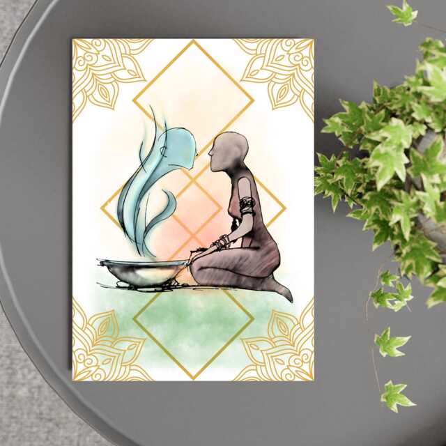 The Dreamer Original Artwork, Zen Wall Art, A4 Poster Print, Pagan, Celestial Wiccan, Spiritual - image 1