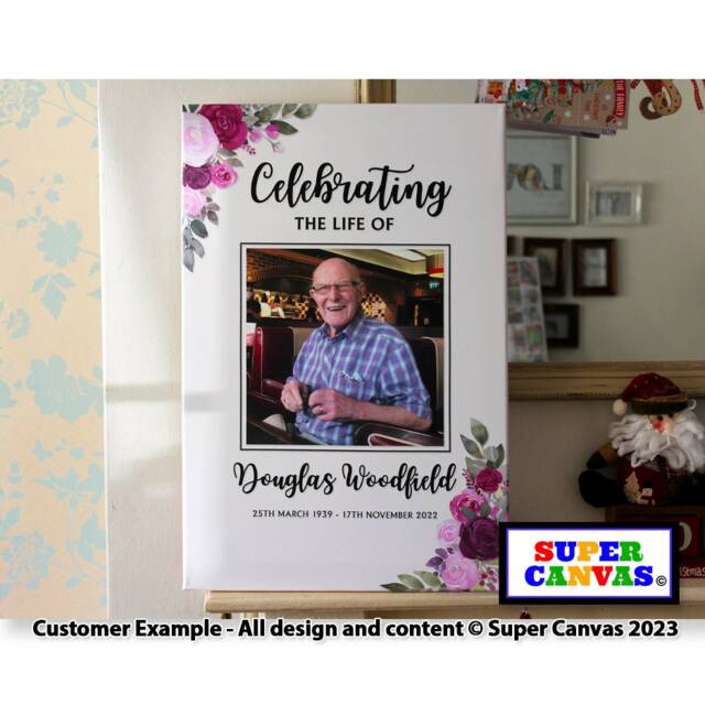Celebration Of Life Funeral Mum Dad Wife Husband Grandad Nana Child Baby Memorial Picture Photo Easel Display Board Framed Canvas Print - image 1