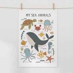 Personalised Sea Animals Unframed Poster, Under The Ocean Nursery Print, Scandi Decor, Educational Playroom Prints - thumbnail 2