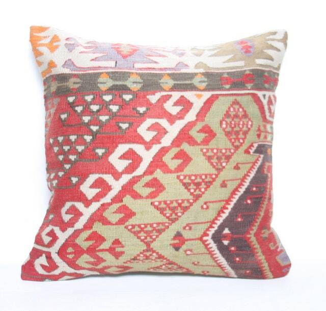 Kilim Pillow, Wool Kilim Pillow , 20x20 - image 1