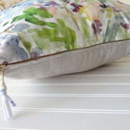 As Seen in Hgtv Magazine Touch Of Indigo Watercolor Flowers Pillow Cover, Designer Fabric, Cover - thumbnail 3
