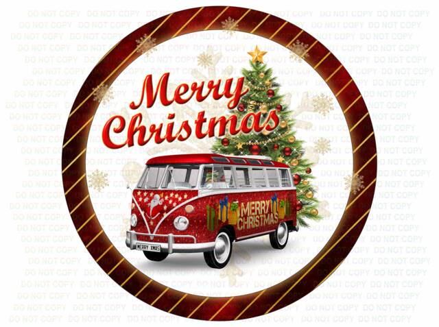 Camper Van Wreath Sign, Xmas Merry Xmas Wreath, Merry Christmas Vw Sign UK - image 1