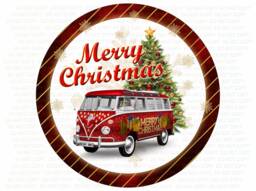 Camper Van Wreath Sign, Xmas Merry Xmas Wreath, Merry Christmas Vw Sign UK - thumbnail 1