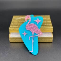 "Mid Century Modern Christmas Ornament - ""Flamingo" - thumbnail 2