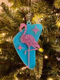 "Mid Century Modern Christmas Ornament - ""Flamingo" - thumbnail 1