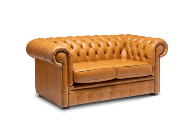 Chesterfield Plus Two Sofa Genuine Italian Sand Leather - image 1