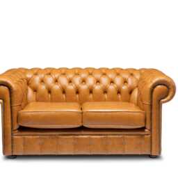 Chesterfield Plus Two Sofa Genuine Italian Sand Leather - thumbnail 2