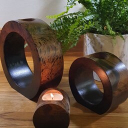 Hand Crafted Circular Set Of 3 T-Light Candle Holders - Various Designs - thumbnail 2