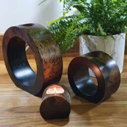 Hand Crafted Circular Set Of 3 T-Light Candle Holders - Various Designs - thumbnail 1