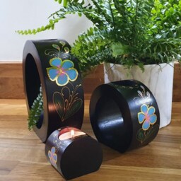 Hand Crafted Circular Set Of 3 T-Light Candle Holders - Various Designs - thumbnail 3