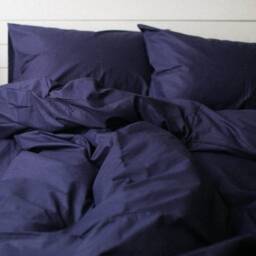 Cotton Bedding Set Of 5 Pieces in Blue. Flat Sheet, Fitted Duvet Cover + 2 Pillowcases. Twin Full Queen Au Eu Custom Bed Linen