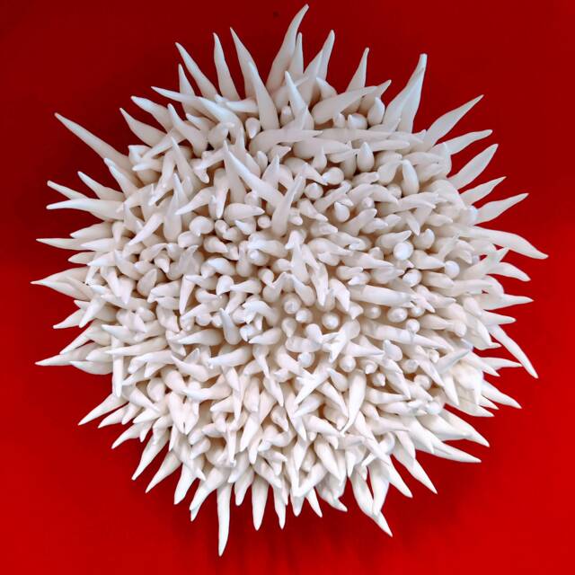 "White Clay Wall Sculpture On Canvas Abstract Coastal Art - 7""x7" - image 1