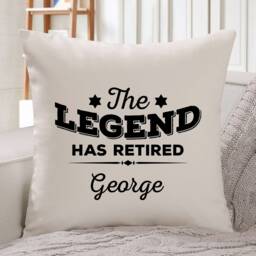 Personalised The Legend Has Retired Cushion Cover/Retirement Gift For Him Or Her Retired Leaving Job Square Pillow - thumbnail 1