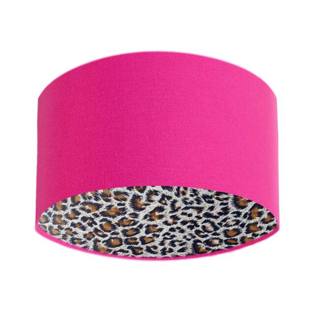 Hot Pink Velvet Lamp Shade With Leopard Print Lining - image 1
