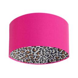 Hot Pink Velvet Lamp Shade With Leopard Print Lining - thumbnail 1
