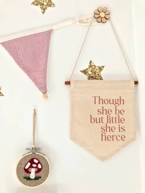 She Is Fierce Linen Banner Boho Nursery Decor - image 1
