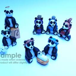 Panda Nativity Set Handmade Polymer Clay Manger Scene, Collectible Cr??che - Christian Holiday Decor - thumbnail 3