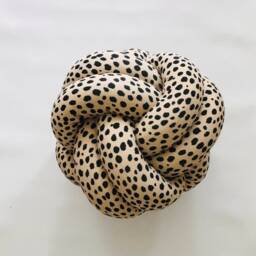 Beige Knot Pillow With Black Dots - Decorative Round Ball Pillow, Cute Accent Cushion, Housewarming Gift - thumbnail 2
