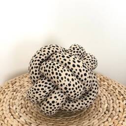 Beige Knot Pillow With Black Dots - Decorative Round Ball Pillow, Cute Accent Cushion, Housewarming Gift - thumbnail 3
