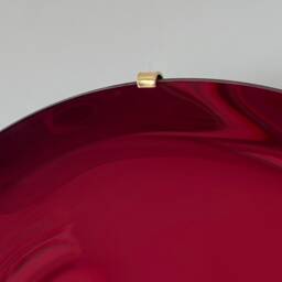 Handcrafted Ruby Red Concave Mirror Space Age Decor, Brass Clips - thumbnail 4
