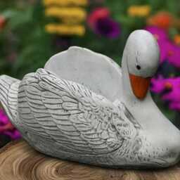 Concrete Swan Statue Garden Sculpture Outdoor Bird Decoration White Ornament & Home Figurine Swan Lover Gift Yard Art - thumbnail 4