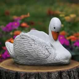 Concrete Swan Statue Garden Sculpture Outdoor Bird Decoration White Ornament & Home Figurine Swan Lover Gift Yard Art - thumbnail 1