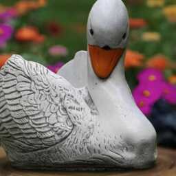 Concrete Swan Statue Garden Sculpture Outdoor Bird Decoration White Ornament & Home Figurine Swan Lover Gift Yard Art - thumbnail 2