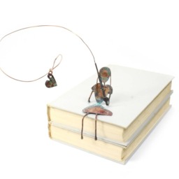Handmade Copper Couple Fishing Sculpture - Anniversary Gift - thumbnail 3