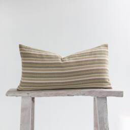 striped Cotton Lumbar Pillow Cover - Farmhouse Boho Cushion