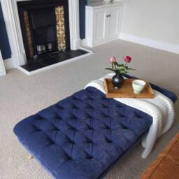 100 cm X 54 Oxford Chesterfield Footstool Deep Buttoned Chenille Velvet Coffee Table Footstool. Delivery To UK Only