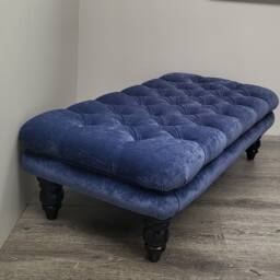 100 cm X 54 Oxford Chesterfield Footstool Deep Buttoned Chenille Velvet Coffee Table Footstool. Delivery To UK Only - thumbnail 3