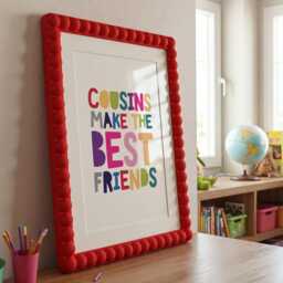 Cousins Make The Best Friends, Playroom Prints, Rainbow Wall Art, Colourful, Kids Room, Children's Gift, Family Decor - thumbnail 2