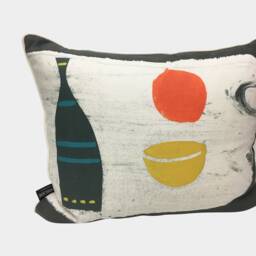 Grey Bottle + Orange Hand Printed Cushion - thumbnail 4