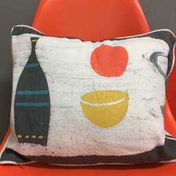 Grey Bottle + Orange Hand Printed Cushion - thumbnail 3