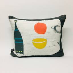 Grey Bottle + Orange Hand Printed Cushion - thumbnail 1