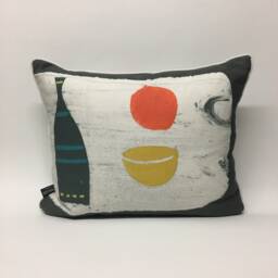 Grey Bottle + Orange Hand Printed Cushion - thumbnail 2