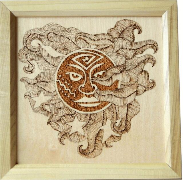 Woodburned Art Abstract Sun Framed Picture, Home Decor, Baltic Birch Wood Art, Handmade Wall By Craftcrazy4U On Etsy