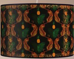 Hanging Lampshade Vintage Style Lampshade, Leopard & Pineapple Print, Retro Home Decor - thumbnail 1