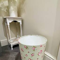 Rosebud in Sage Waste Paper Bin By Berry & Grouse - Office Waste Paper Bin Supplies Trash Can Vintage - thumbnail 3