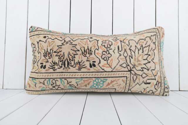 Vintage Turkish Kilim Lumbar Pillow Cover, 12x24 Inch Decorative Cushion - image 1