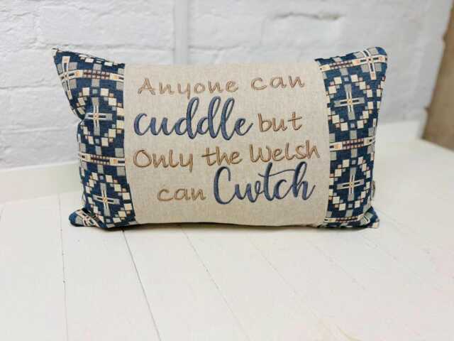Anyone Can Cuddle But Only The Welsh Cwtch Cushio-Vintage Cross Blanket Design - image 1