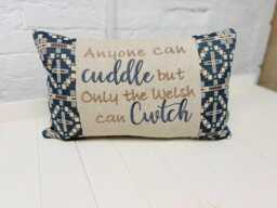 Anyone Can Cuddle But Only The Welsh Cwtch Cushio-Vintage Cross Blanket Design